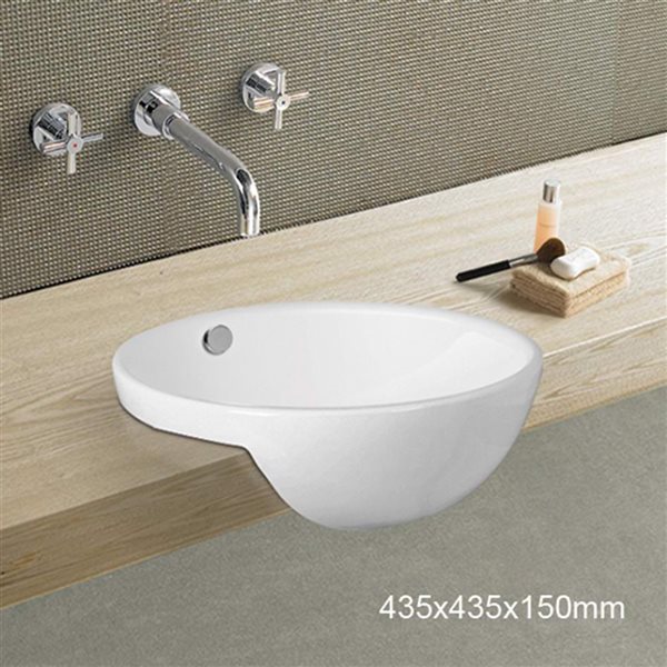 American Imaginations White Ceramic Vessel Round Bathroom Sink - Overflow Drain Included (17.1-in x 17.1-in)