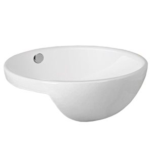 American Imaginations White Ceramic Vessel Round Bathroom Sink - Overflow Drain Included (17.1-in x 17.1-in)