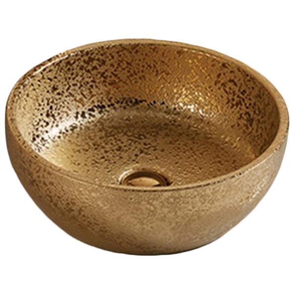 American Imaginations Gold Ceramic Vessel Round Bathroom Sink (16.14-in x 16.14-in)