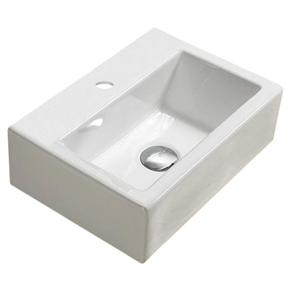 American Imaginations White Ceramic Rectangular Vessel Bathroom Sink (12-in x 16.7-in)