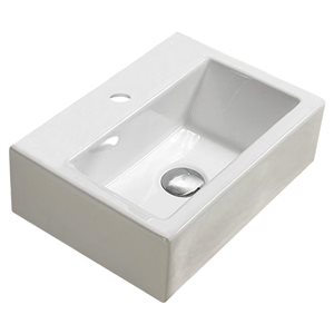 Vasque de salle de bain American Imaginations rectangulaire en céramique blanche (12 po x 16.7 po)
