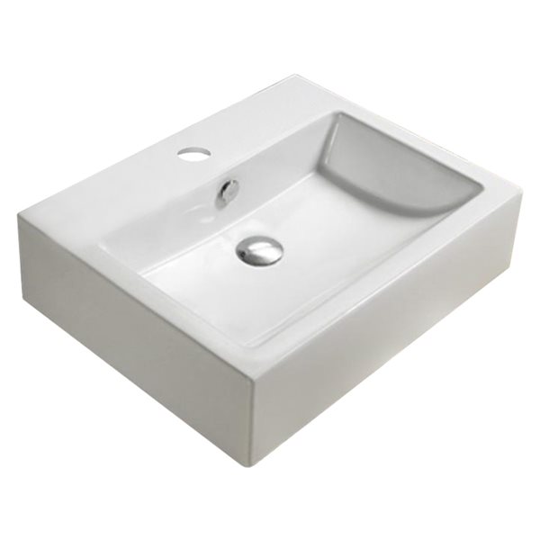 American Imaginations White Ceramic Rectangular Vessel Bathroom Sink - Overflow Drain Included (17.7-in x 22.8-in)