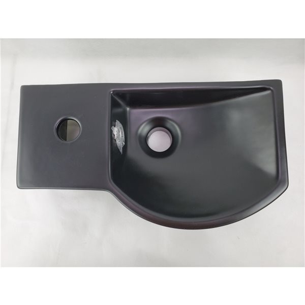 American Imaginations Black Rectangular Ceramic Vessel Bathroom Sink (8.7-in x 14.7-in)