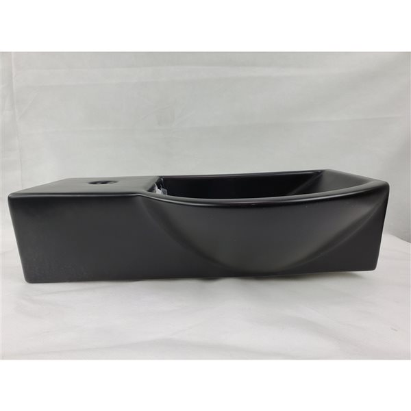 American Imaginations Black Rectangular Ceramic Vessel Bathroom Sink (8.7-in x 14.7-in)