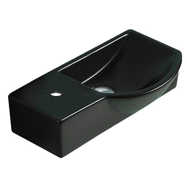 American Imaginations Black Rectangular Ceramic Vessel Bathroom Sink (8.7-in x 14.7-in)