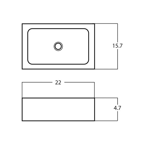 American Imaginations White Ceramic Rectangular Vessel Bathroom Sink (15.7-in x 22-in)