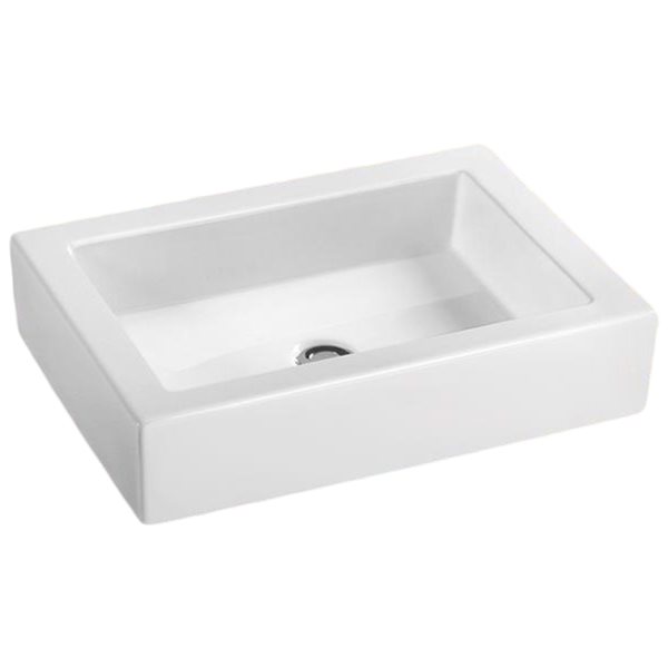 American Imaginations White Ceramic Rectangular Vessel Bathroom Sink (15.7-in x 22-in)