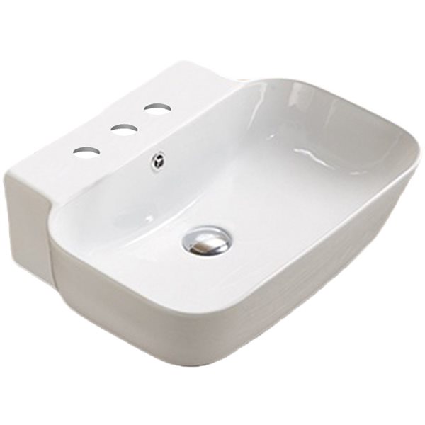 American Imaginations Rectangular White Ceramic Wall-Mount Bathroom Sink - Overflow Drain Included (16.14-in x 20-in)