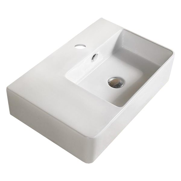 American Imaginations White Ceramic Rectangular Vessel Bathroom Sink with Overflow Drain (16.1-in x 23.8-in)