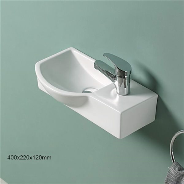 American Imaginations White Rectangular Ceramic Wall-Mount Bathroom Sink (8.7-in x 14.7-in)