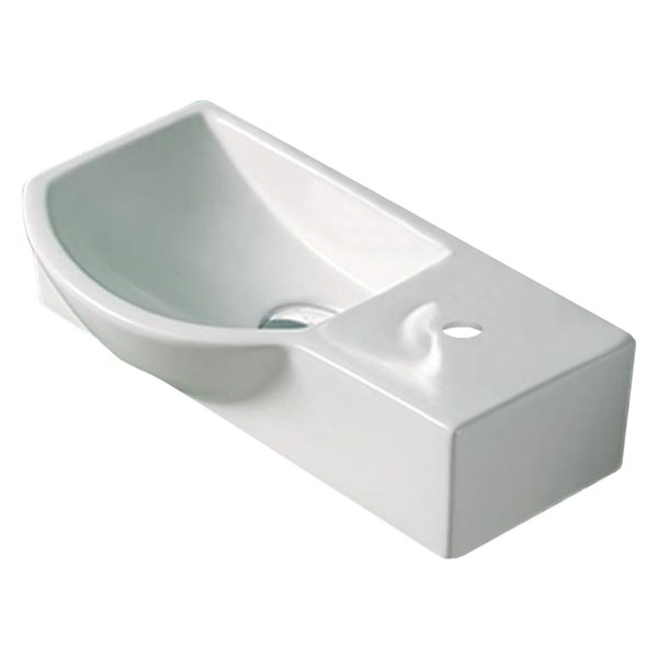 American Imaginations White Rectangular Ceramic Wall-Mount Bathroom Sink (8.7-in x 14.7-in)