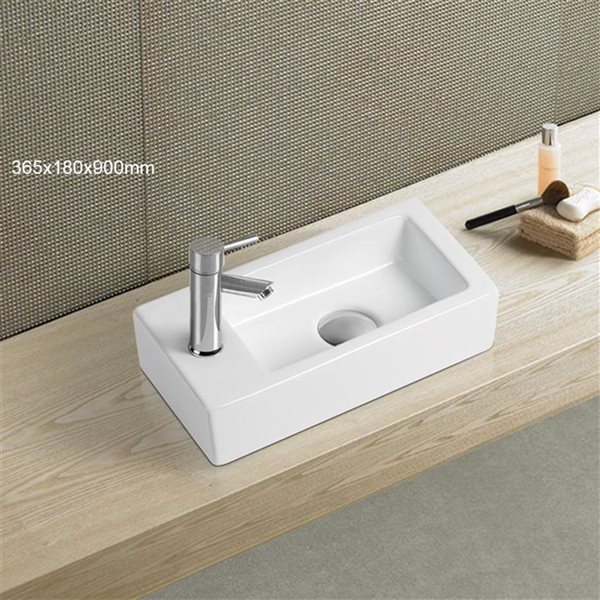 American Imaginations Rectangular White Ceramic Vessel Bathroom Sink (7.1-in x 14.5-in)