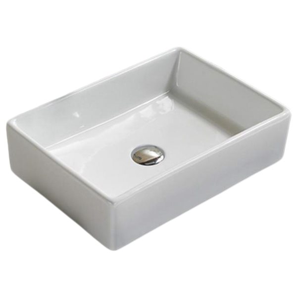 American Imaginations Rectangular White Ceramic Vessel Bathroom Sink ...