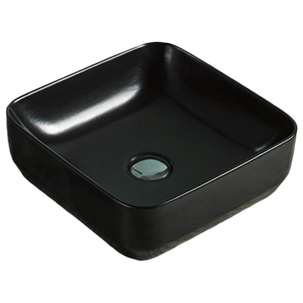 American Imaginations Square Black Ceramic Vessel Bathroom Sink (14.2-in x 14.2-in)