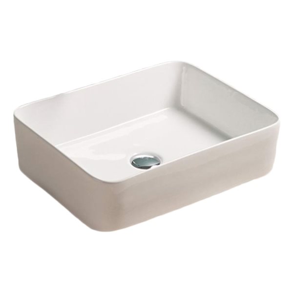 American Imaginations Rectangular White Ceramic Vessel Bathroom Sink (14.6-in x 18.9-in)