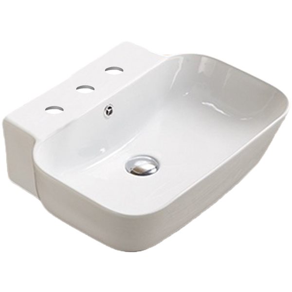 American Imaginations White Ceramic Vessel Rectangular Bathroom Sink - Overflow Drain Included (16.14-in x 20-in)