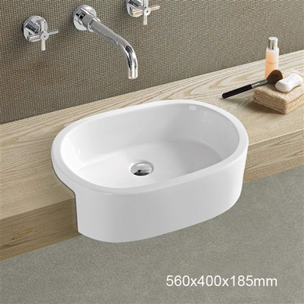American Imaginations White Ceramic Vessel Oval Bathroom Sink (14.6-in x 24.8-in)