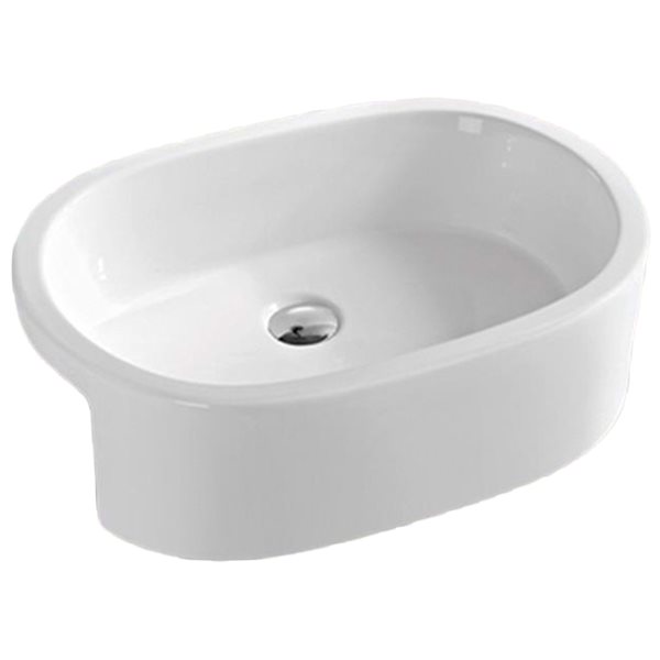 American Imaginations White Ceramic Vessel Oval Bathroom Sink (14.6-in x 24.8-in)