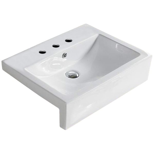 American Imaginations Rectangular White Ceramic Vessel Bathroom Sink - Overflow Drain Included (17.7-in x 23.6-in)