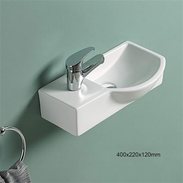 American Imaginations Rectangular White Ceramic Wall-Mount Bathroom Sink (8.7-in x 14.7-in)