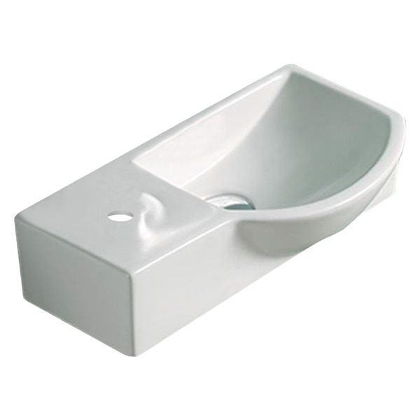 American Imaginations Rectangular White Ceramic Wall-Mount Bathroom Sink (8.7-in x 14.7-in)