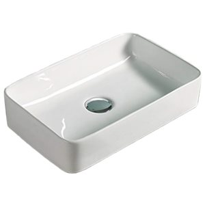 American Imaginations Rectangular White Ceramic Vessel Bathroom Sink (9.1-in x 14.2-in)