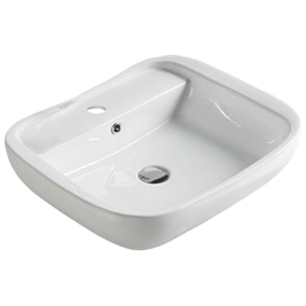 American Imaginations White Ceramic Rectangular Vessel Bathroom Sink - Overflow Drain Included (18.9-in x 23-in)
