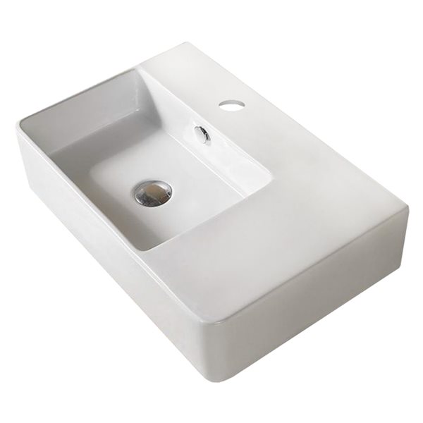 American Imaginations Rectangular White Ceramic Vessel Bathroom Sink with Overflow Drain (16.1-in x 23.8-in)