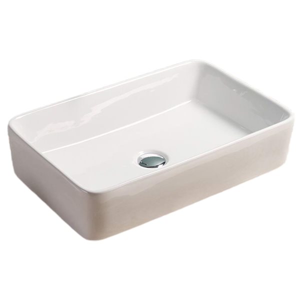American Imaginations Rectangular White Ceramic Vessel Bathroom Sink (14.6-in x 23-in)