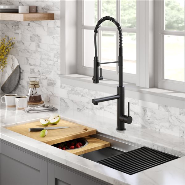 Kraus Artec Pro Pre-Rinse Kitchen Faucet with Pot Filler in Matte Black