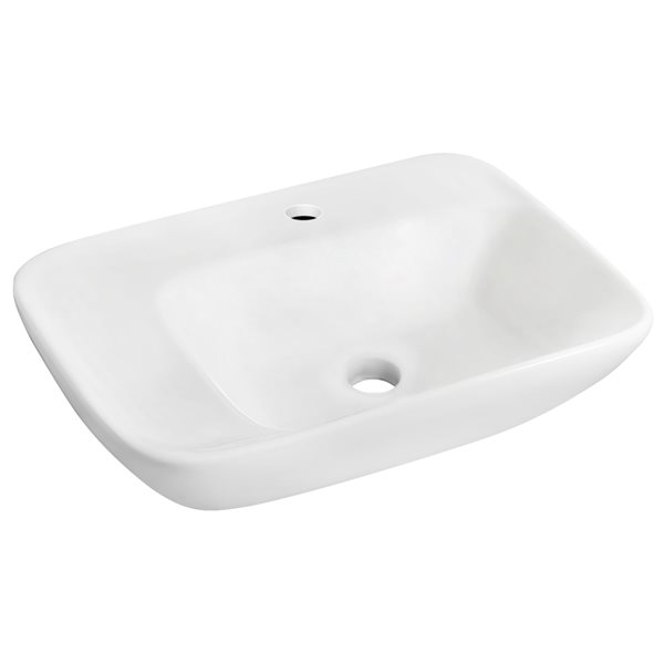 American Imaginations White Ceramic Wall-Mounted Rectangular Bathroom Sink with Chrome Faucet and Drain (17.25-in x 23.5-in)