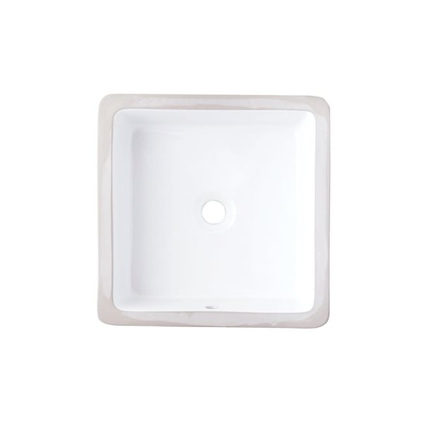 American Imaginations White Ceramic Undermount Square Bathroom Sink with Overflow (16-in x 16-in)