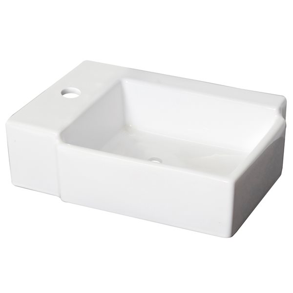 American Imaginations White Ceramic Wall-Mounted Rectangular Bathroom Sink with Chrome Faucet and Drain (11.75-in x 16.25-in)