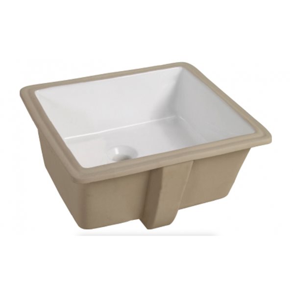 American Imaginations White Ceramic Undermount Square Bathroom Sink with Overflow (16-in x 16-in)