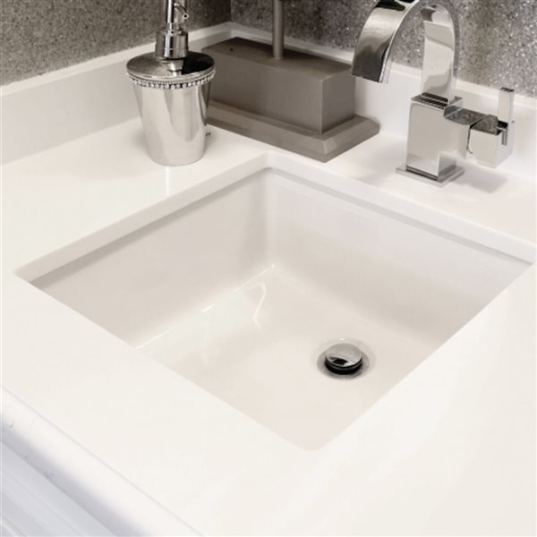 American Imaginations White Ceramic Undermount Square Bathroom Sink with Overflow (16-in x 16-in)