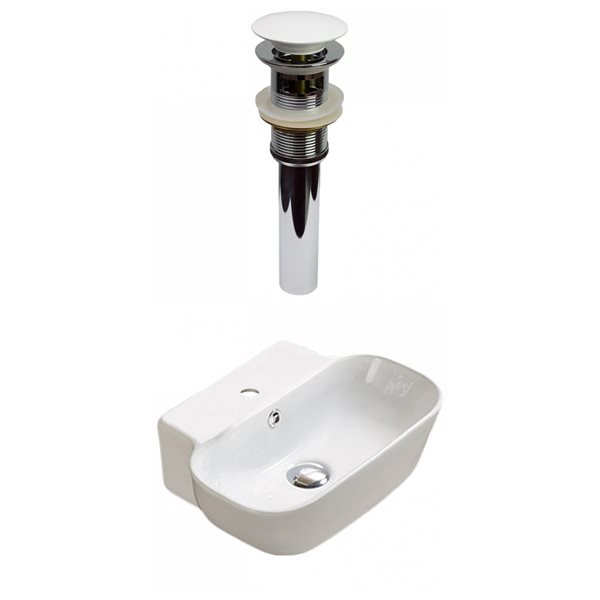 American Imaginations White Ceramic Vessel Rectangular Bathroom Sink with White Drain (12.2-in x 16.34-in)