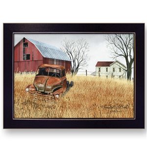 Trendy Decor 4 U 20-in x 14-in Granddad's Old Truck Printed Wall Art with Black Frame