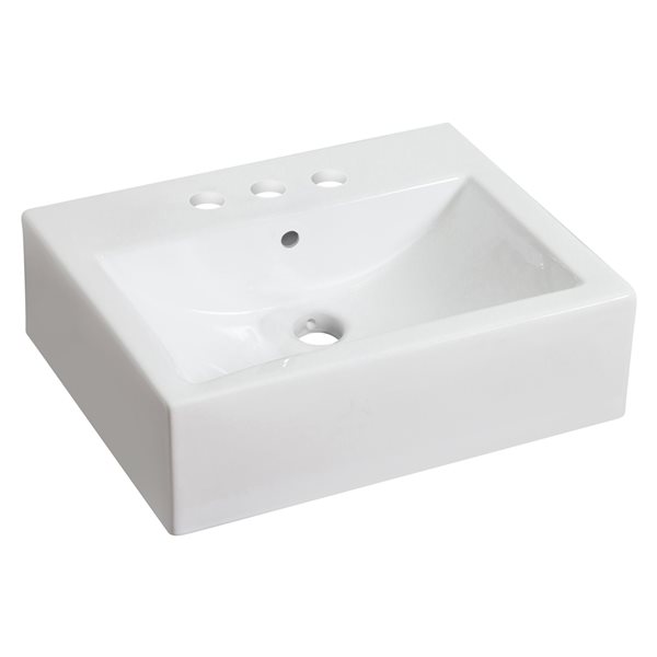 American Imaginations Vessel White Bathroom Sink with Chrome Drain and Oil-Rubbed Bronze Overflow Drain (16.25-in x 20.25-in)