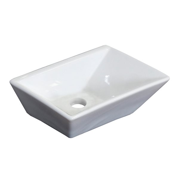 American Imaginations White Vessel Rectangular Bathroom Sink with Chrome Drain and Brushed Nickel Faucet - 9-in L x 12-in W