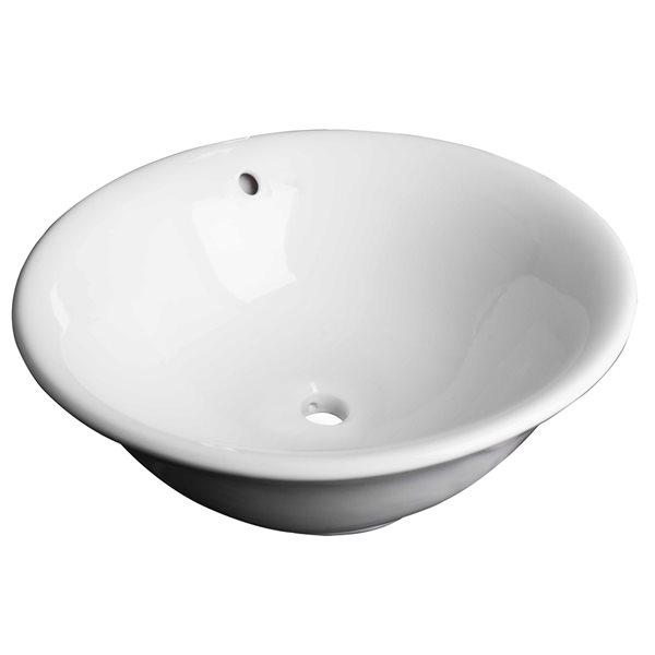 American Imaginations White Vessel Bathroom Sink with Chrome Drain and Brushed Nickel Faucet and Overflow Drain (17-in x 17-in)