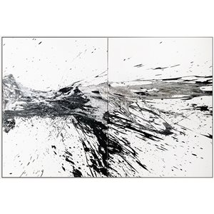 Bethel International 72-in x 48-in Abstract Hand-Painted Painting with Silver Wood Frame