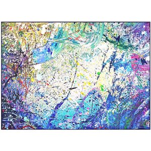 Bethel International 60-in x 60-in Abstract Hand-Painted Painting with Silver Wood Frame