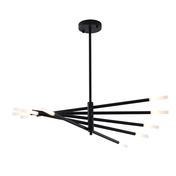 Bethel International 8-Light Black Contemporary Chandelier with Adjustable Rod