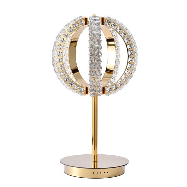 Bethel International 27-in Gold Integrated LED In-line Standard Table Lamp with Crystal Accents