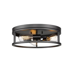 Bethel International 16-in Black Contemporary Incandescent Flush Mount Light