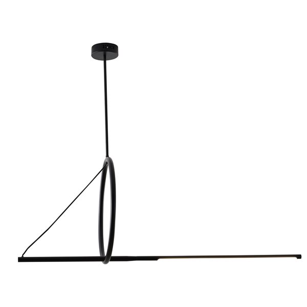 Bethel International 2-Light Black Contemporary LED Chandelier with Adjustable Cord