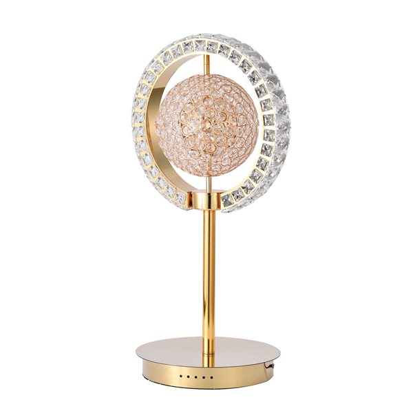 Bethel International 26.7-in Gold Integrated LED In-line Standard Table Lamp with Crystal Accents