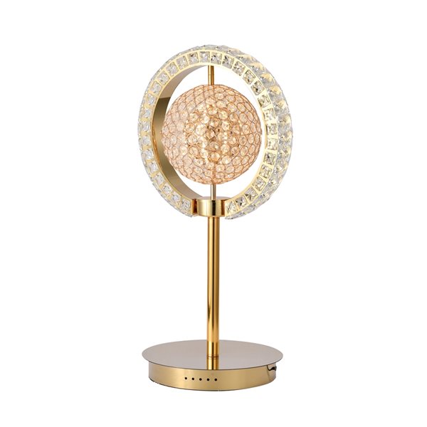 Bethel International 26.7-in Gold Integrated LED In-line Standard Table Lamp with Crystal Accents