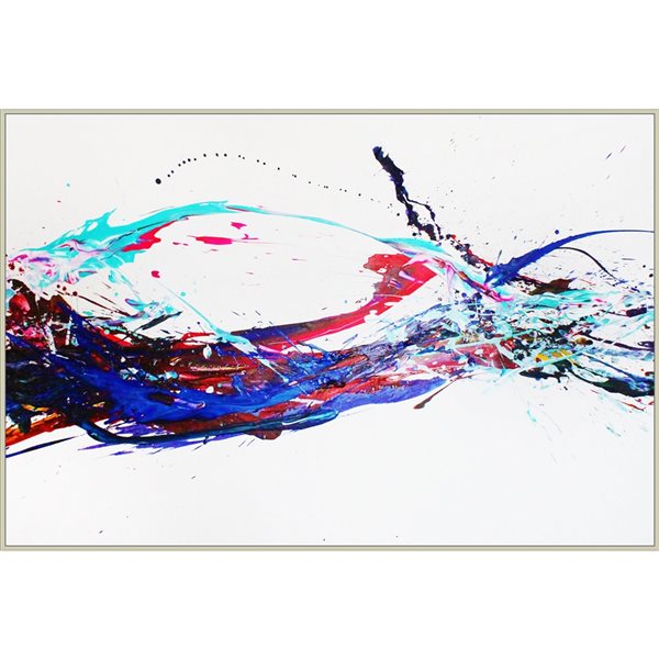 Bethel International 72-in x 50-in Abstract Hand-Painted Painting with Silver Wood Frame