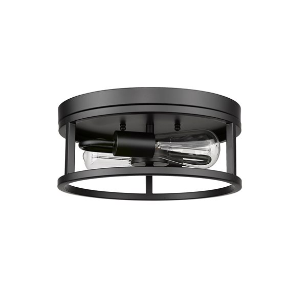 Bethel International 12-in Black Contemporary Incandescent Flush Mount Light